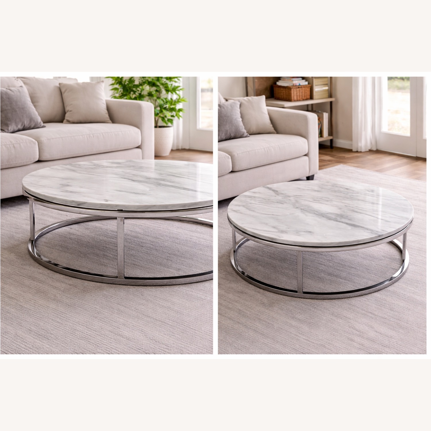 Modern Round Marble Coffee Table  33” - image-3
