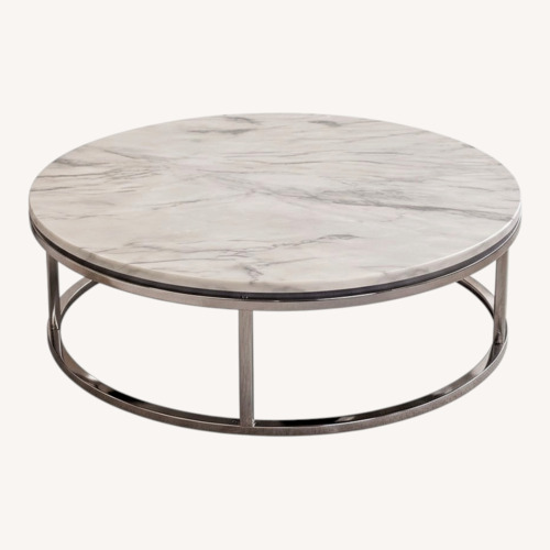Used Modern Round Marble Coffee Table 33” for sale on AptDeco