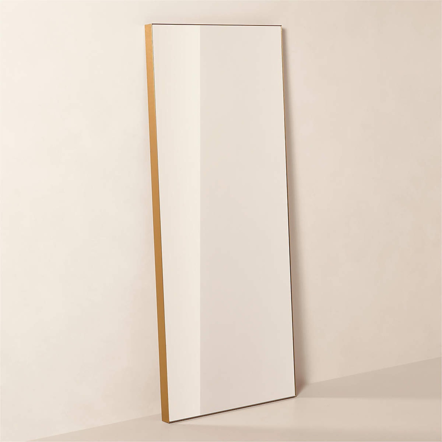 CB2 Infinity Gold Metal Floor Mirror - image-1