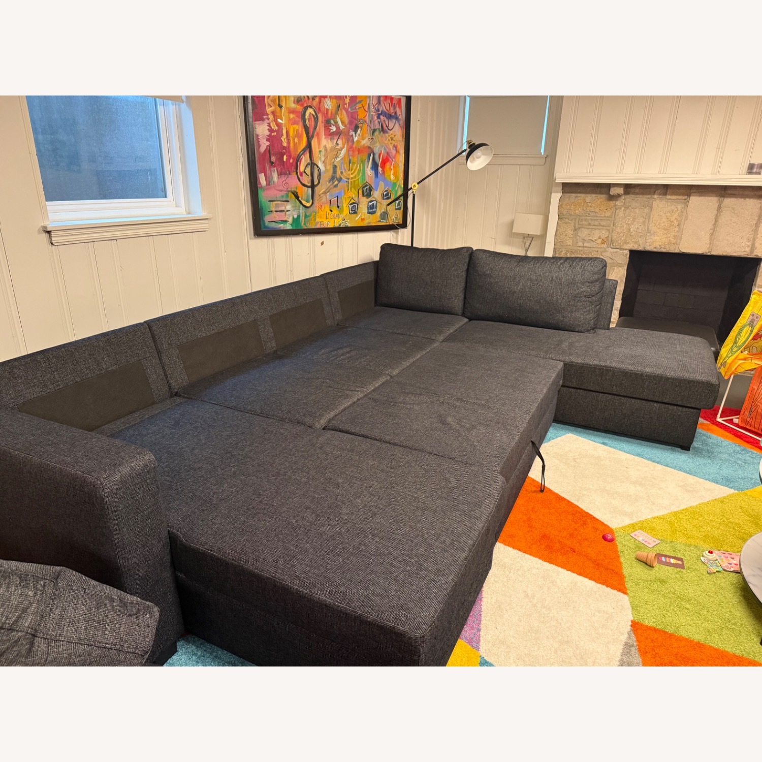 U Shaped Dark Grey Sofa Bed - image-2