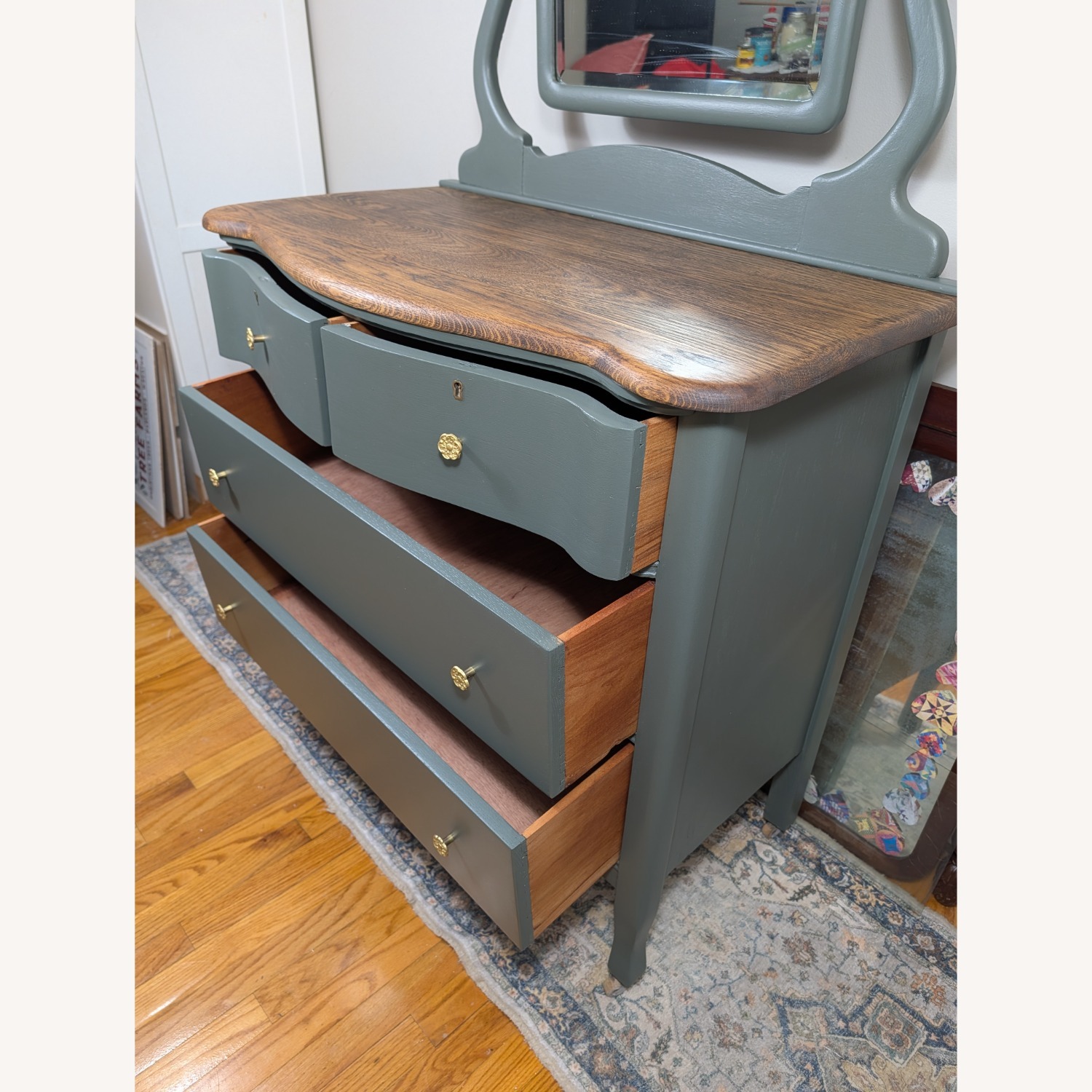 Refined Antique White Oak Dresser+ Mirror - image-7