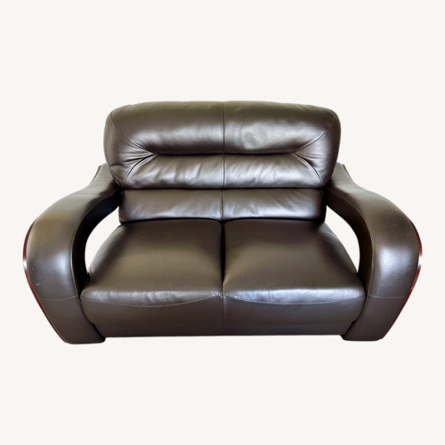 Used Sofas to Go Dark Brown Leather Loveseat for sale on AptDeco