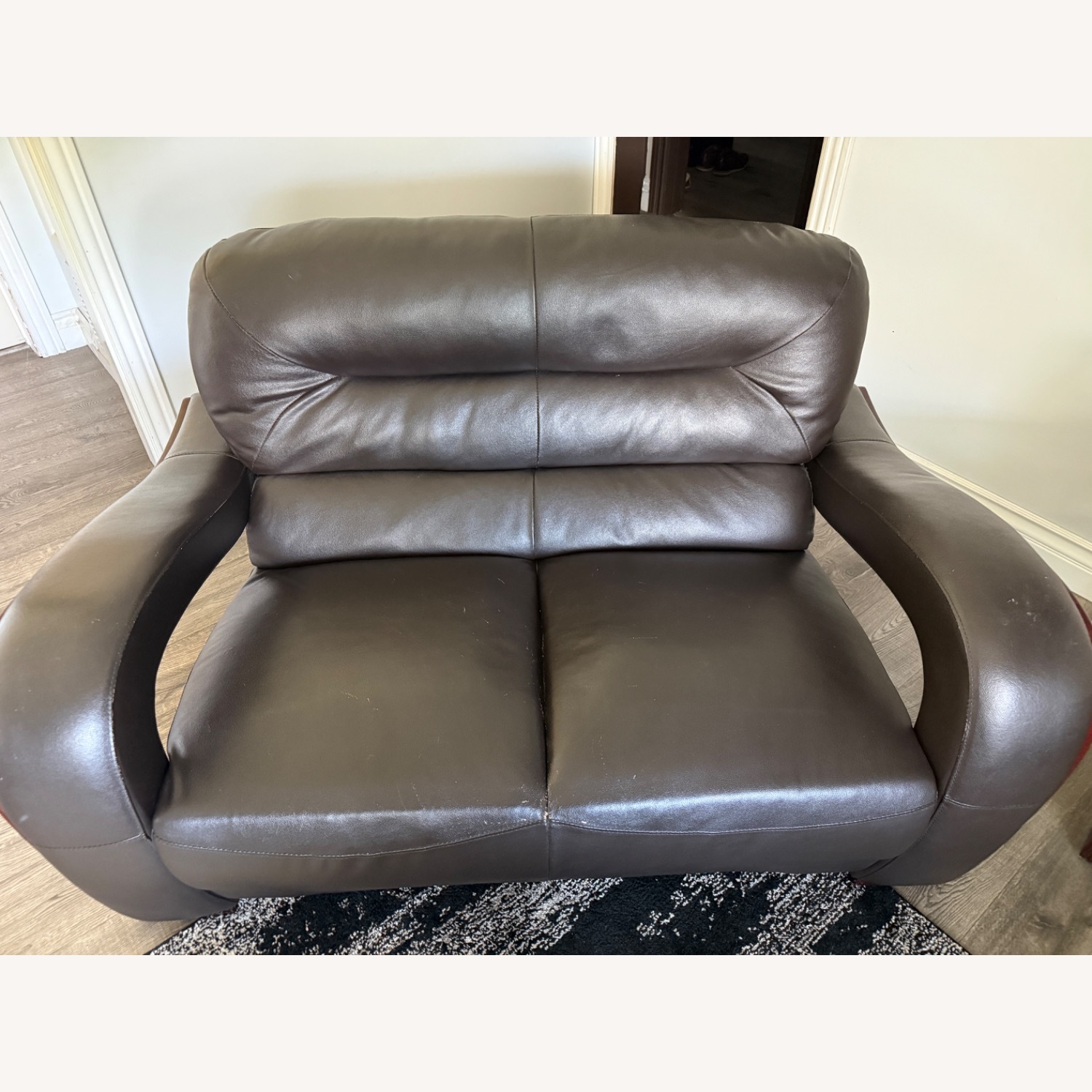 Sofas to Go Dark Brown Leather Loveseat - image-1
