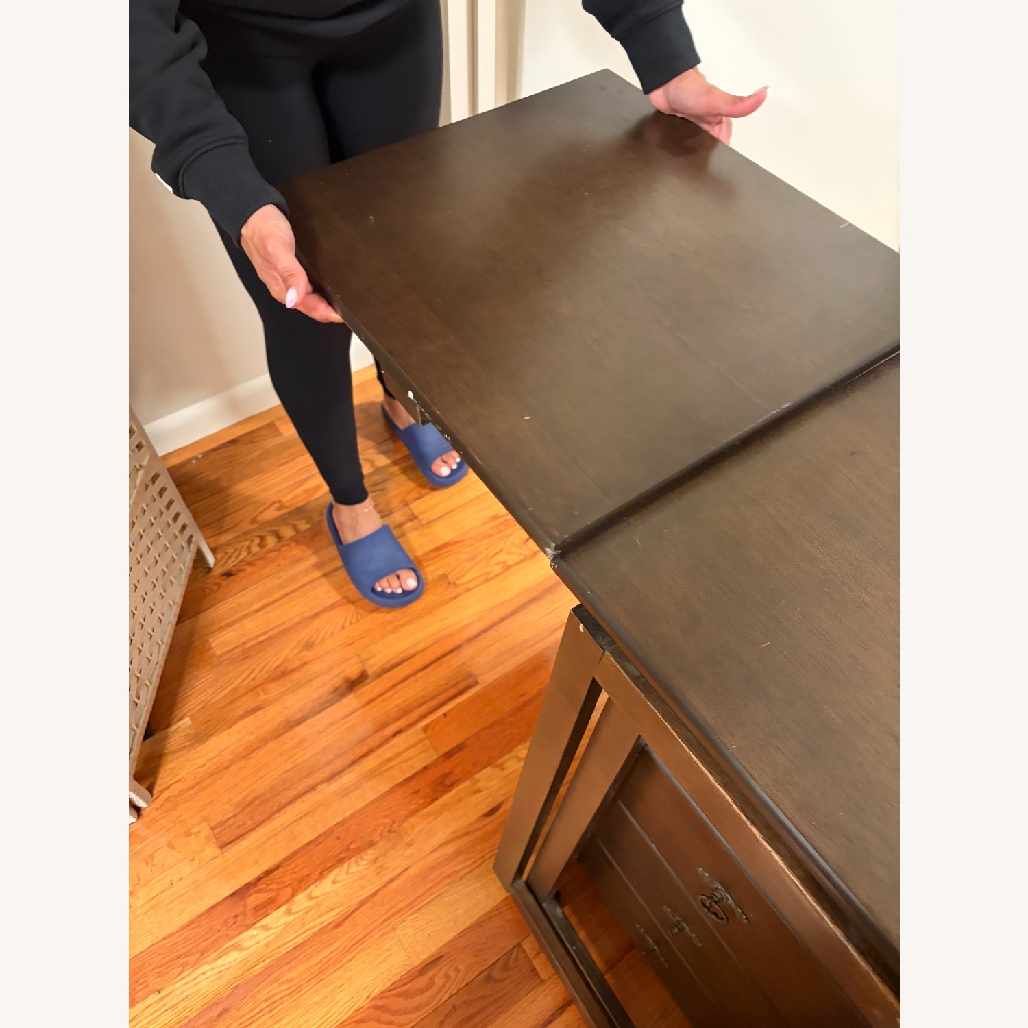 Gothic Cabinet Craft Dark Brown Wood Desk - image-8