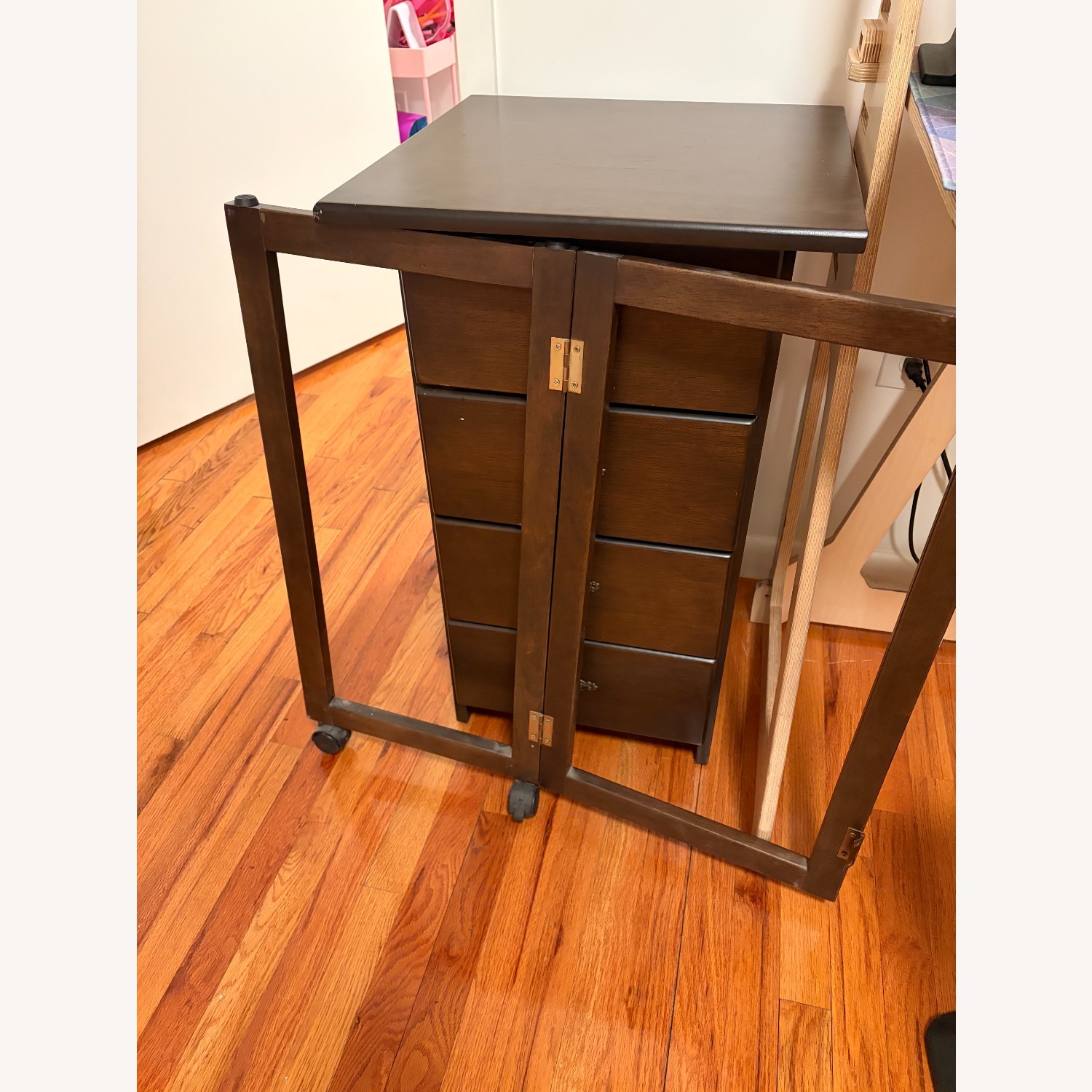 Gothic Cabinet Craft Dark Brown Wood Desk - image-7