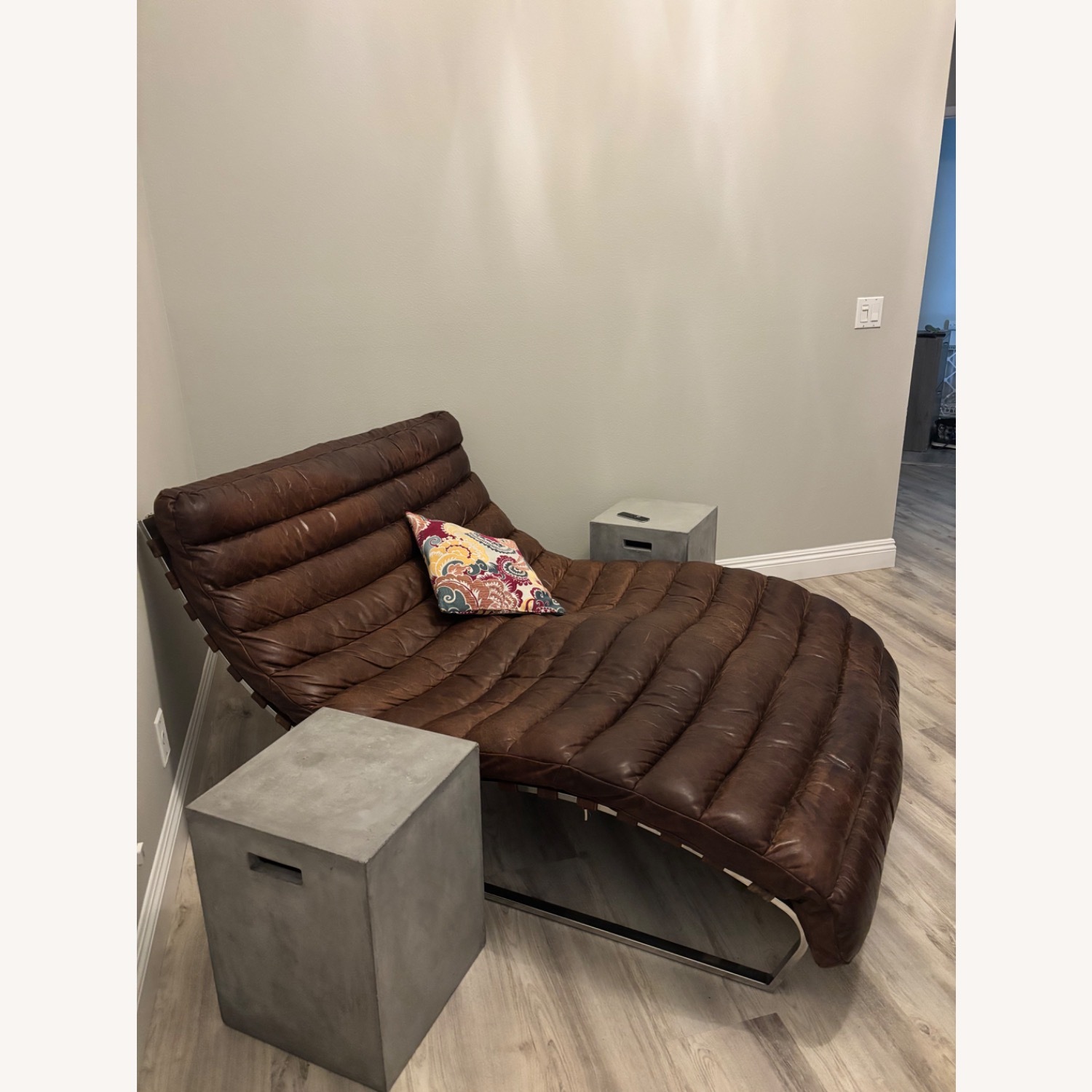 Restoration Hardware Oviedo Double Leather Chaise Lounge - image-3