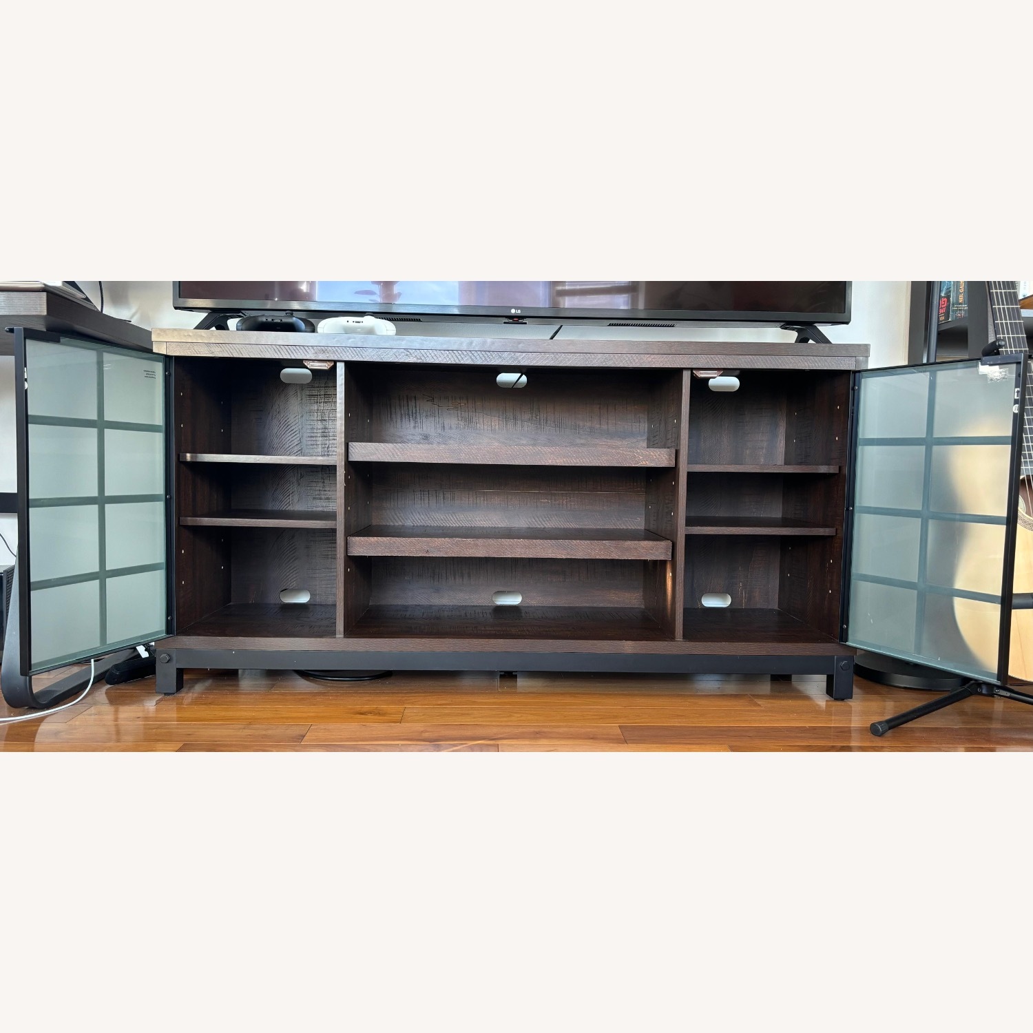 Gerhardina Dark Brown Wood Media Storage - image-2