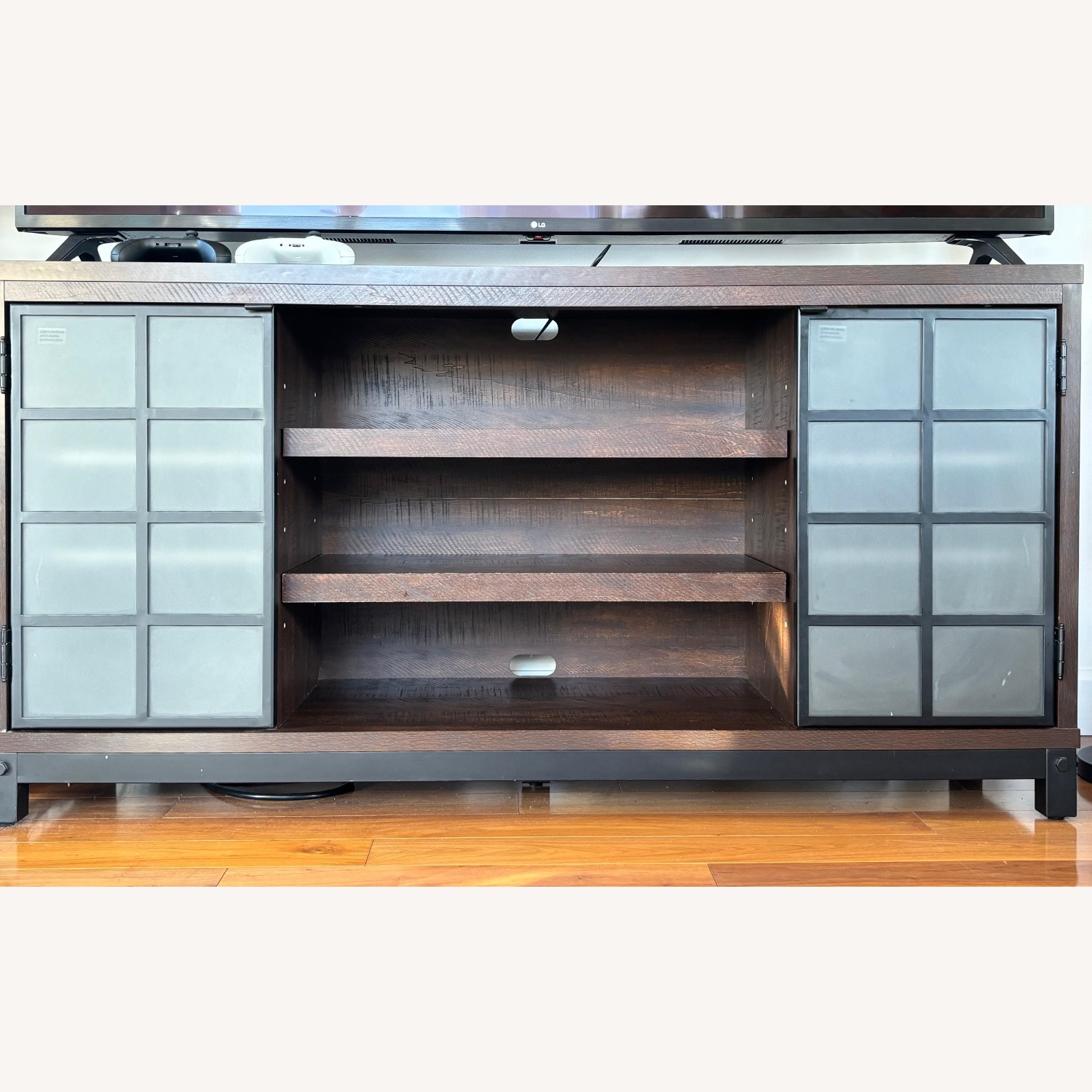 Gerhardina Dark Brown Wood Media Storage - image-1