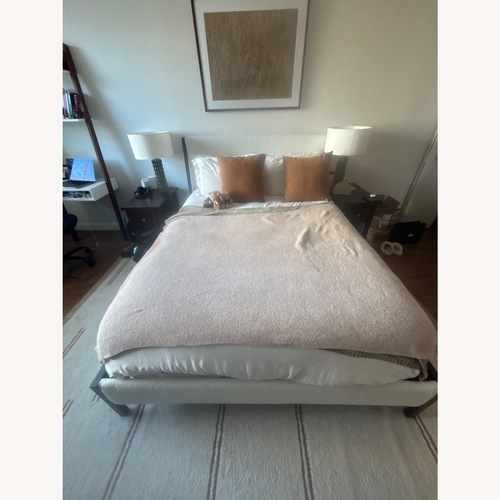 Used CB2 Malena White Boucle Queen Bed for sale on AptDeco