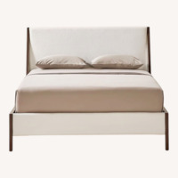 CB2 Malena White Boucle Queen Bed