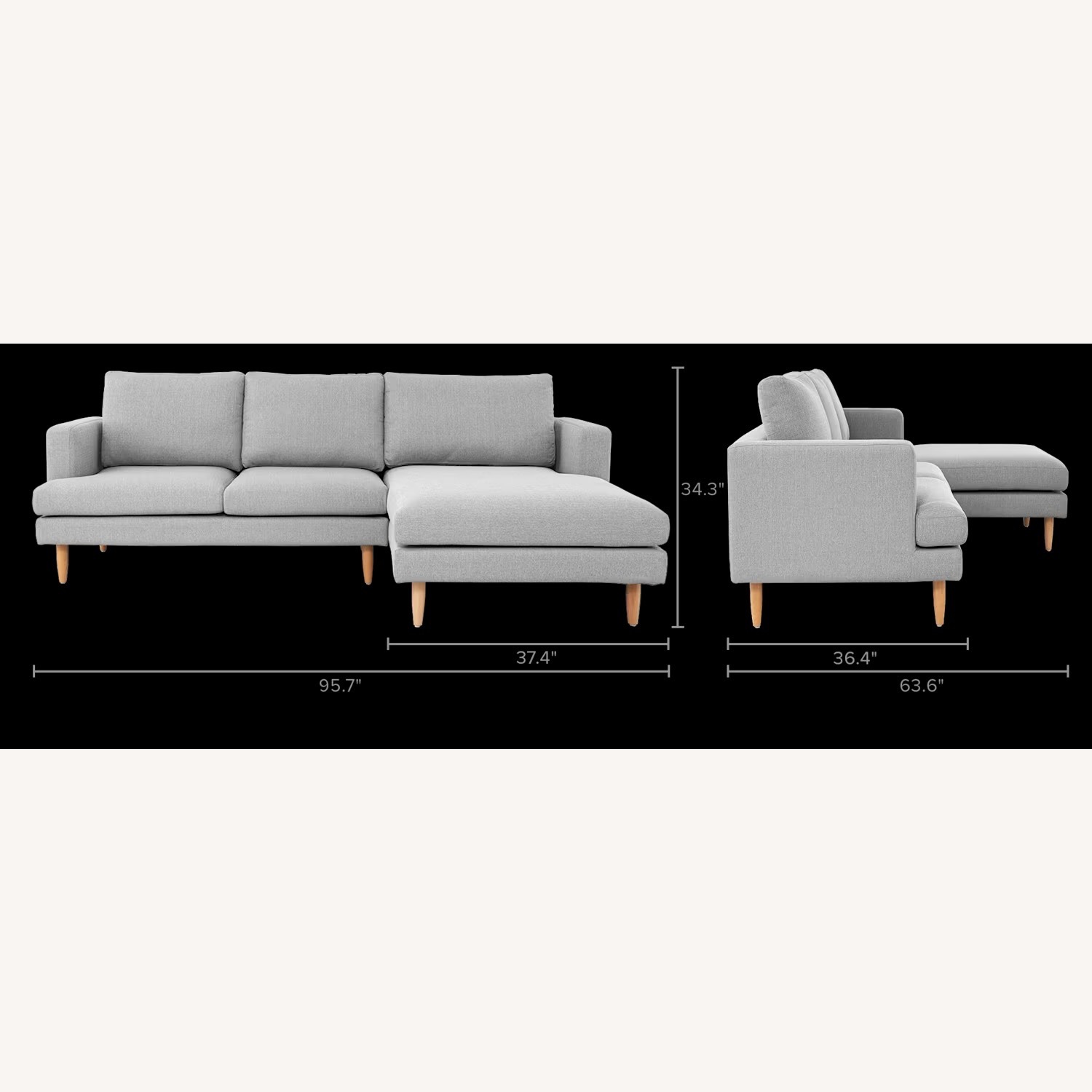 Castlery Light Gray Fabric 2 Piece Sectional - image-9