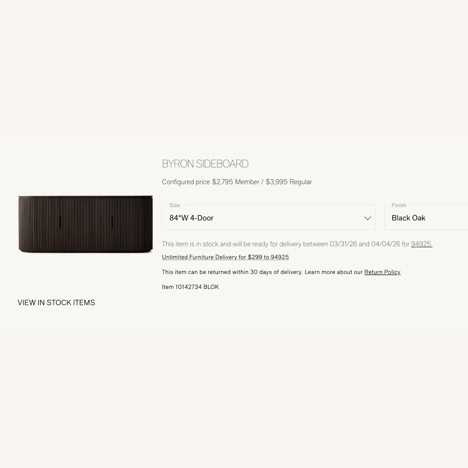  Restoration Hardware Byron 4-Door Sideboard  - image-2