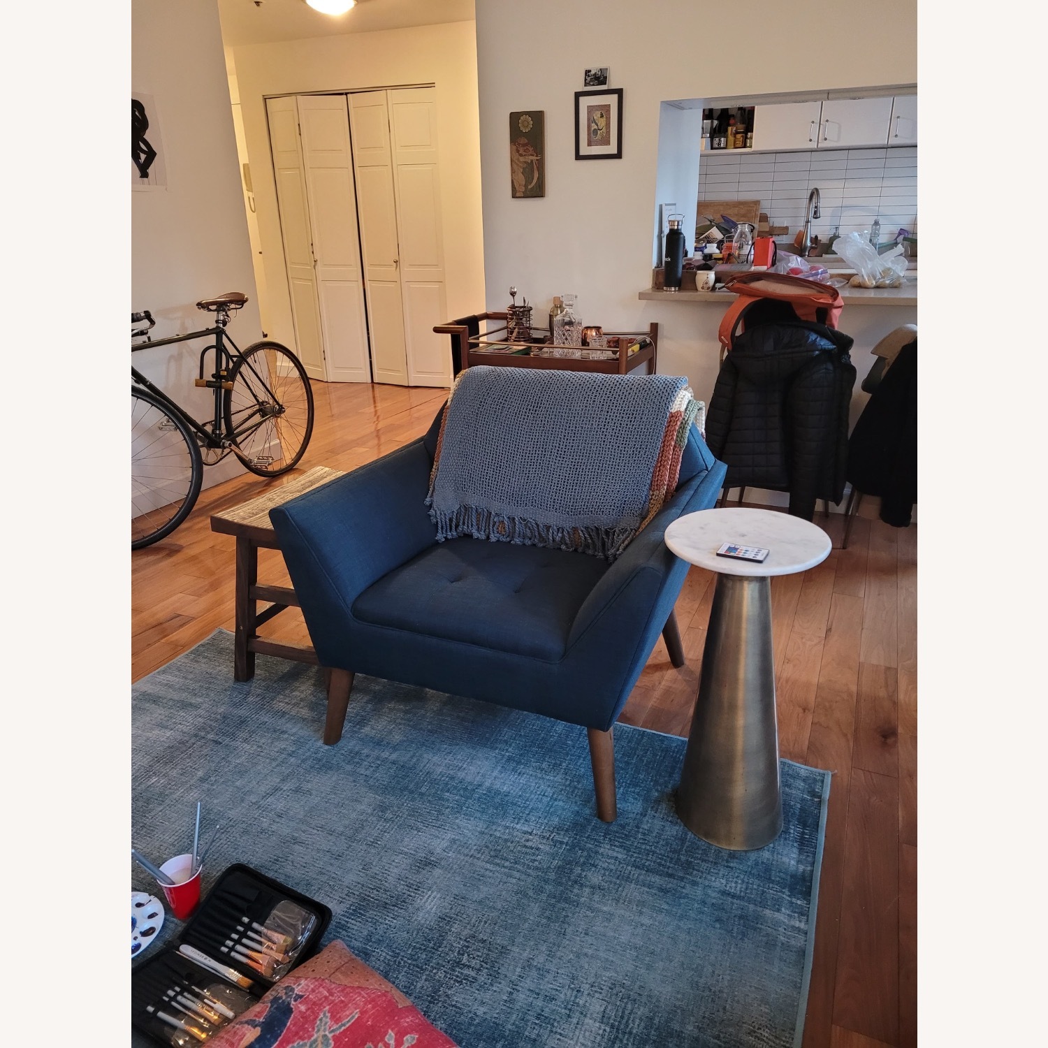 Blue Fabric Armchair - image-3