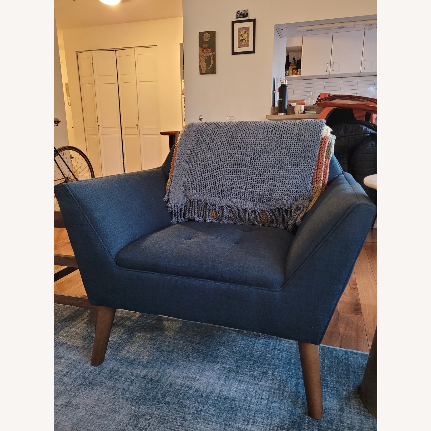 Blue Fabric Armchair - image-2