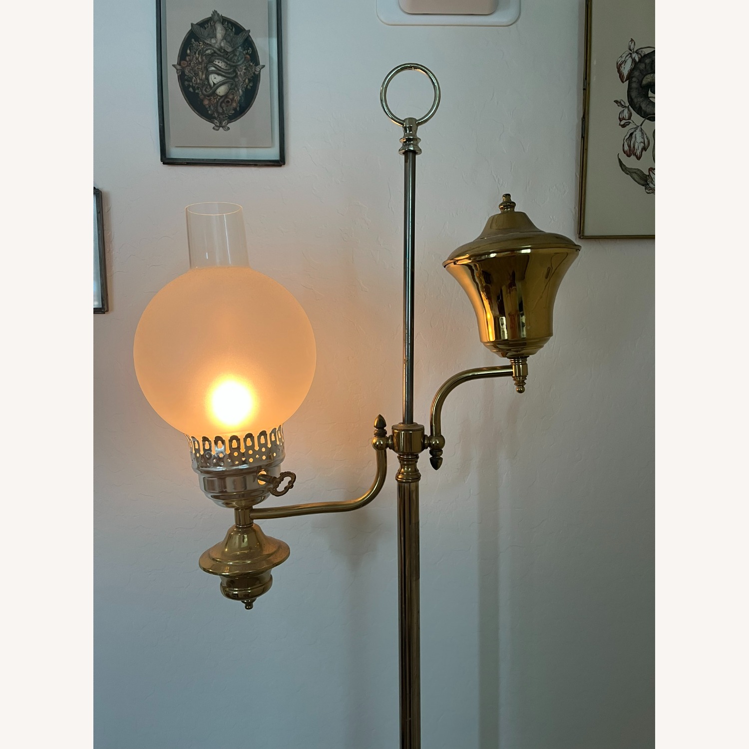Vintage/Antique Gold Brass Floor Lamp - image-2
