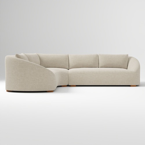 Used West Elm Aviana Wedge Sectional Oatmeal Performance Yarn for sale on AptDeco