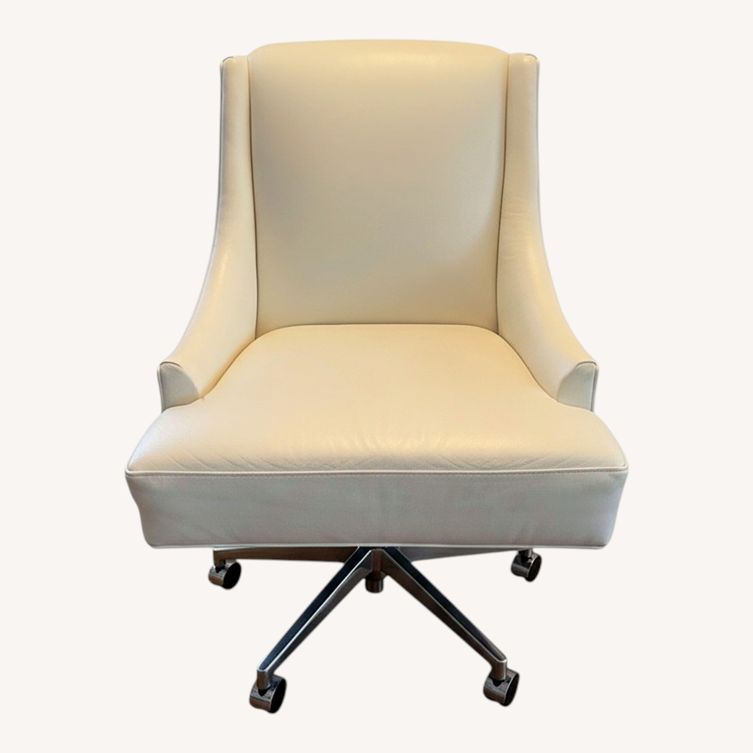 Ethan Allen White Leather Office Chair - image-0