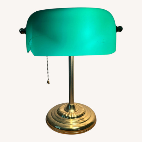 Used Vintage/Antique Green Brass Table Lamp for sale on AptDeco