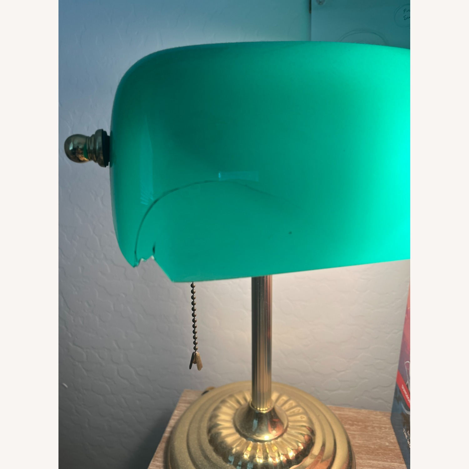Vintage/Antique Green Brass Table Lamp - image-2