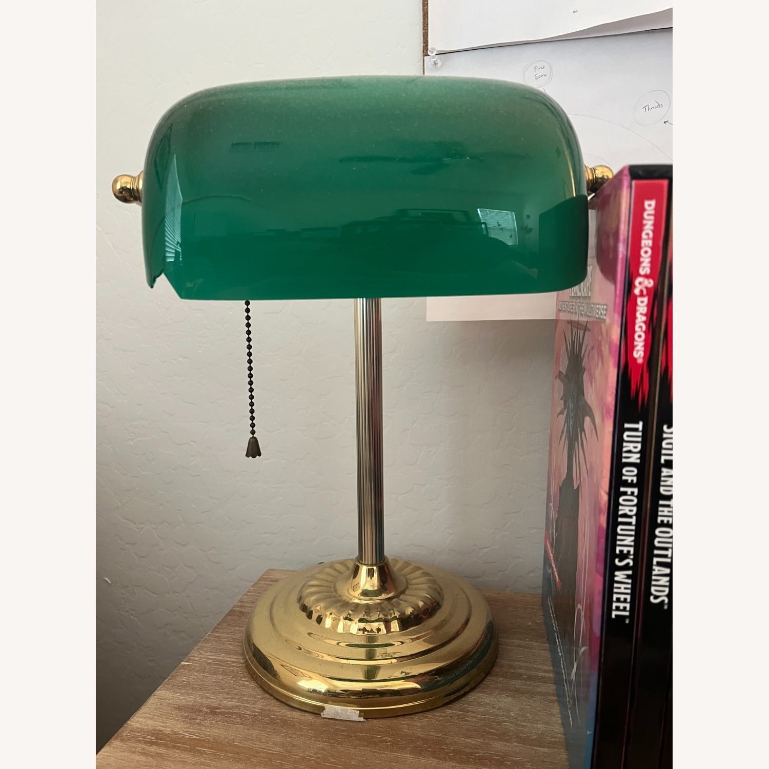 Vintage/Antique Green Brass Table Lamp - image-3