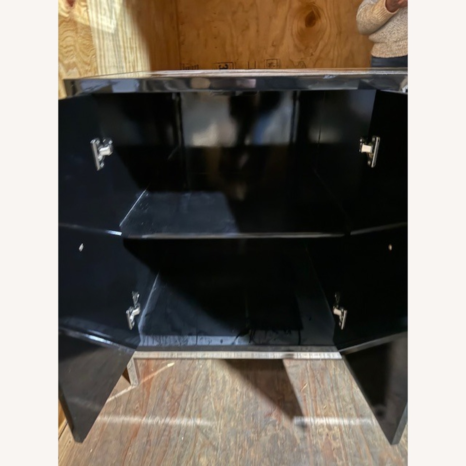 Worlds Away -Black Lacquer 4 Door Console Buffet - image-5