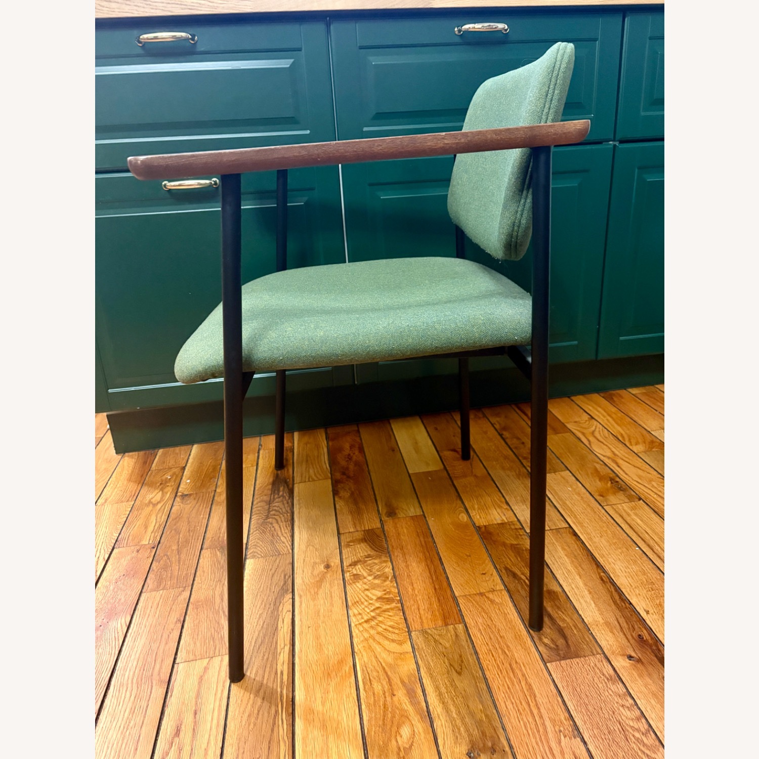 CB2 Green Fabric Dining Chairs - image-4