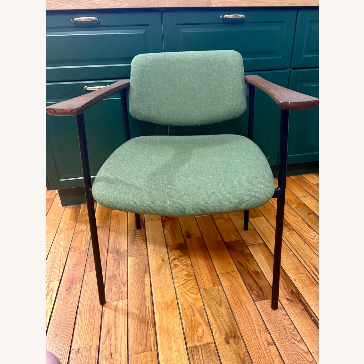 CB2 Green Fabric Dining Chairs - image-5