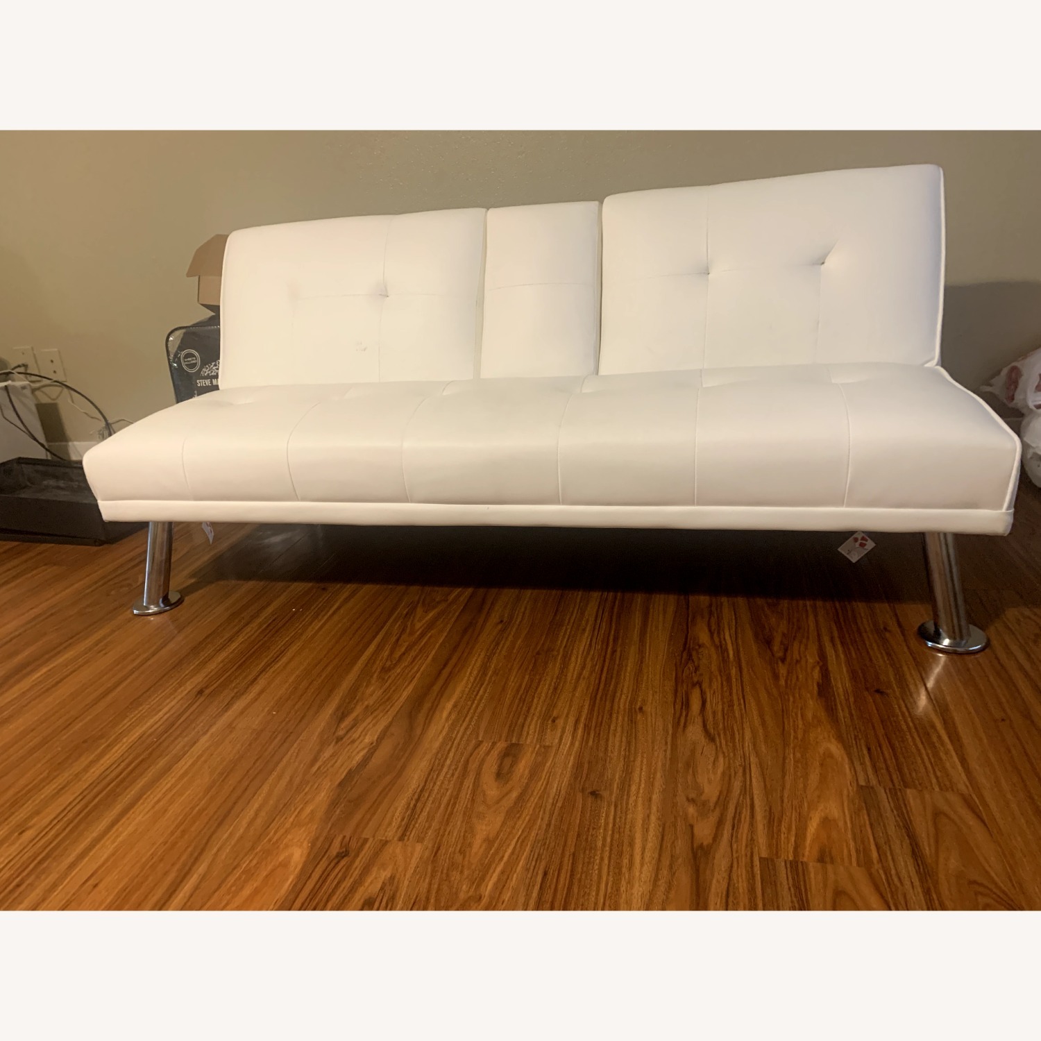 Modern Leather Futon with Cupholders and Pillows - image-2