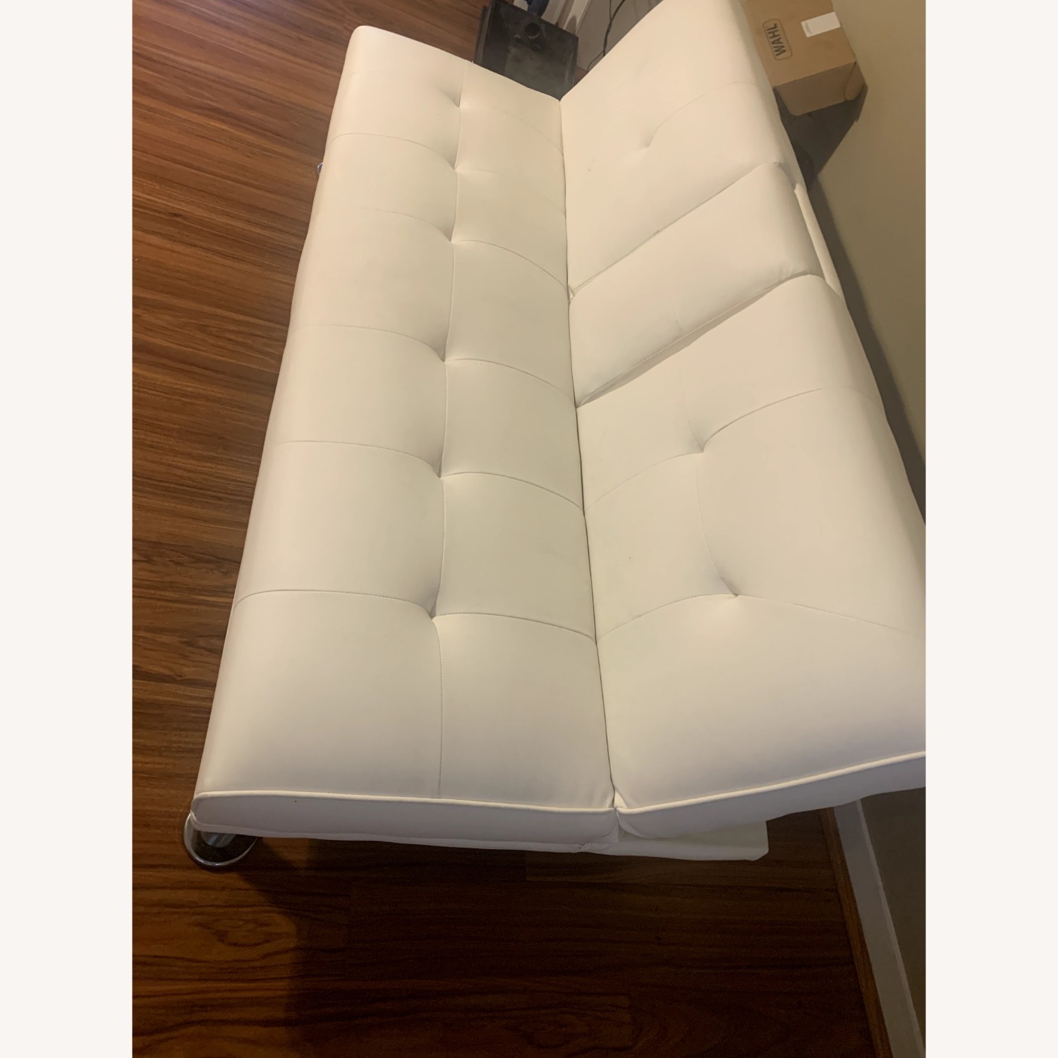  Modern Leather Futon with Cupholders and Pillows - image-4