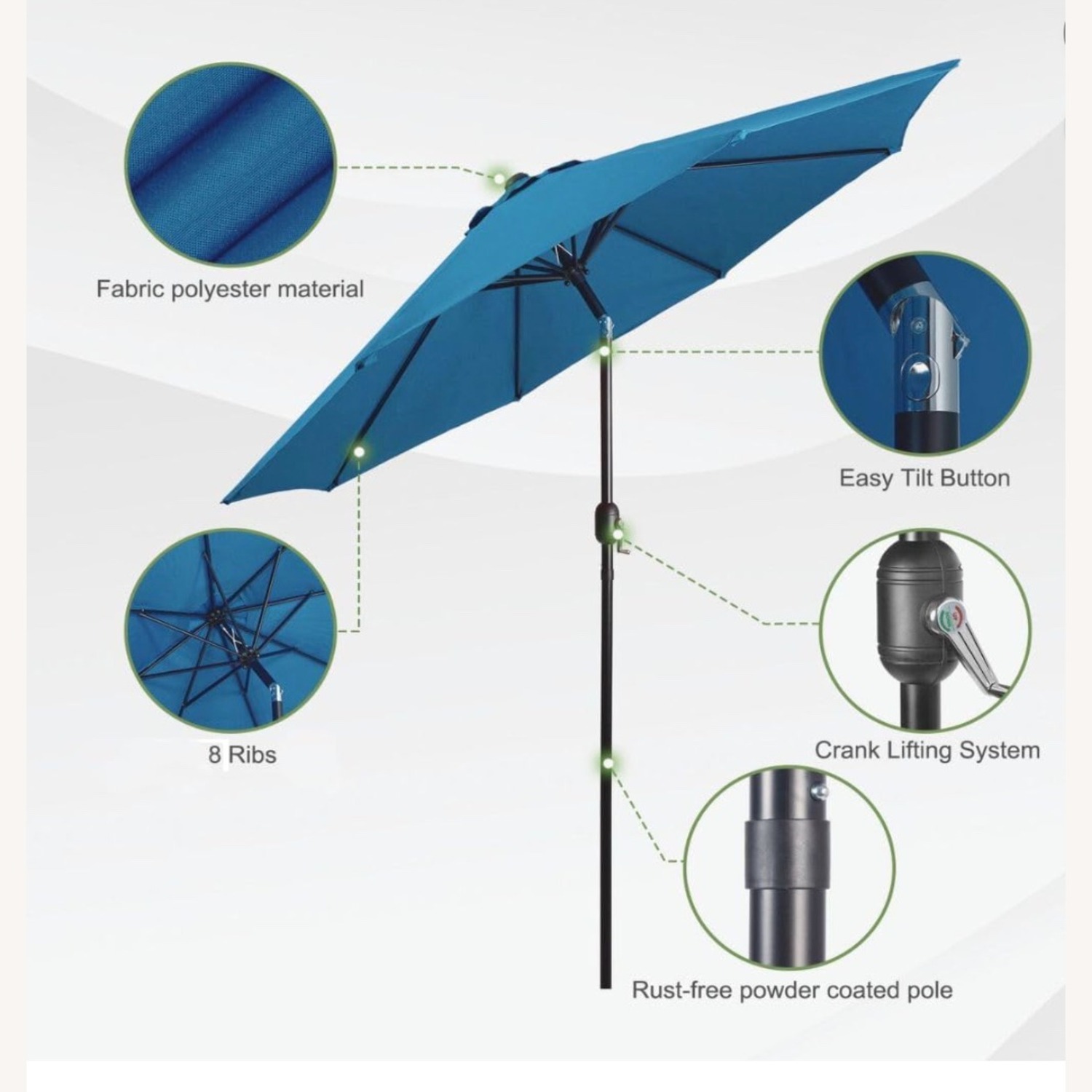 Backyard Expressions 9 ft. Patio Umbrella, 8 Ribs - image-3