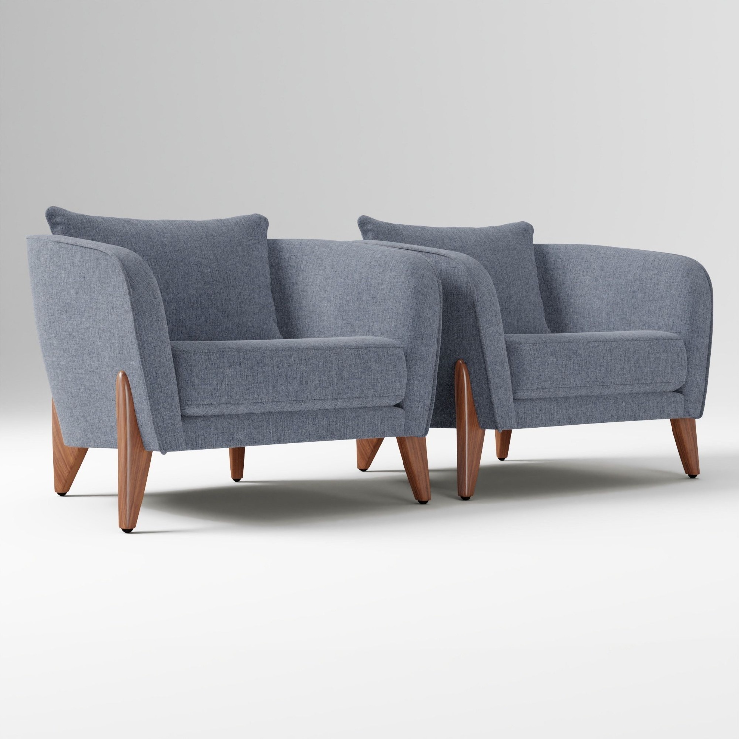 West Elm Delray Chairs Blue Fabric Armchair - image-4