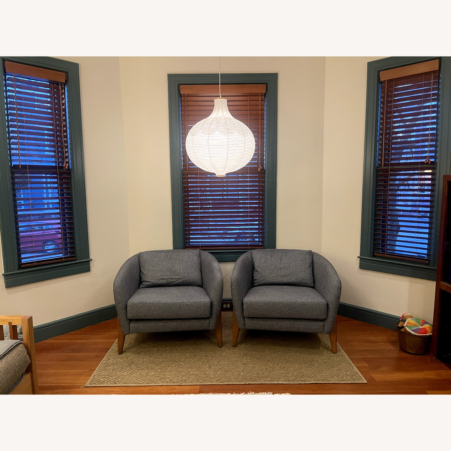 West Elm Delray Chairs Blue Fabric Armchair - image-1