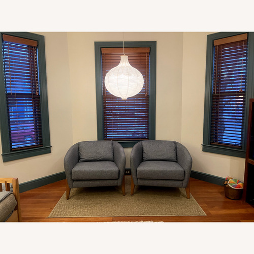 Used West Elm Delray Chairs Blue Fabric Armchair for sale on AptDeco