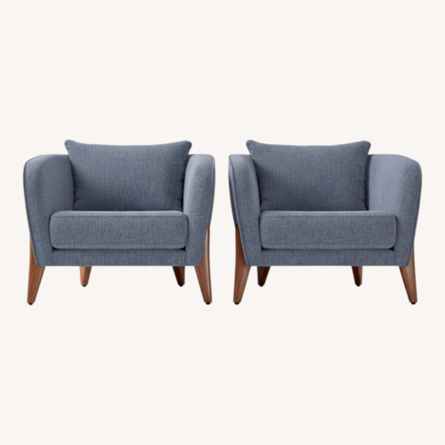 Used West Elm Delray Chairs Blue Fabric Armchair for sale on AptDeco