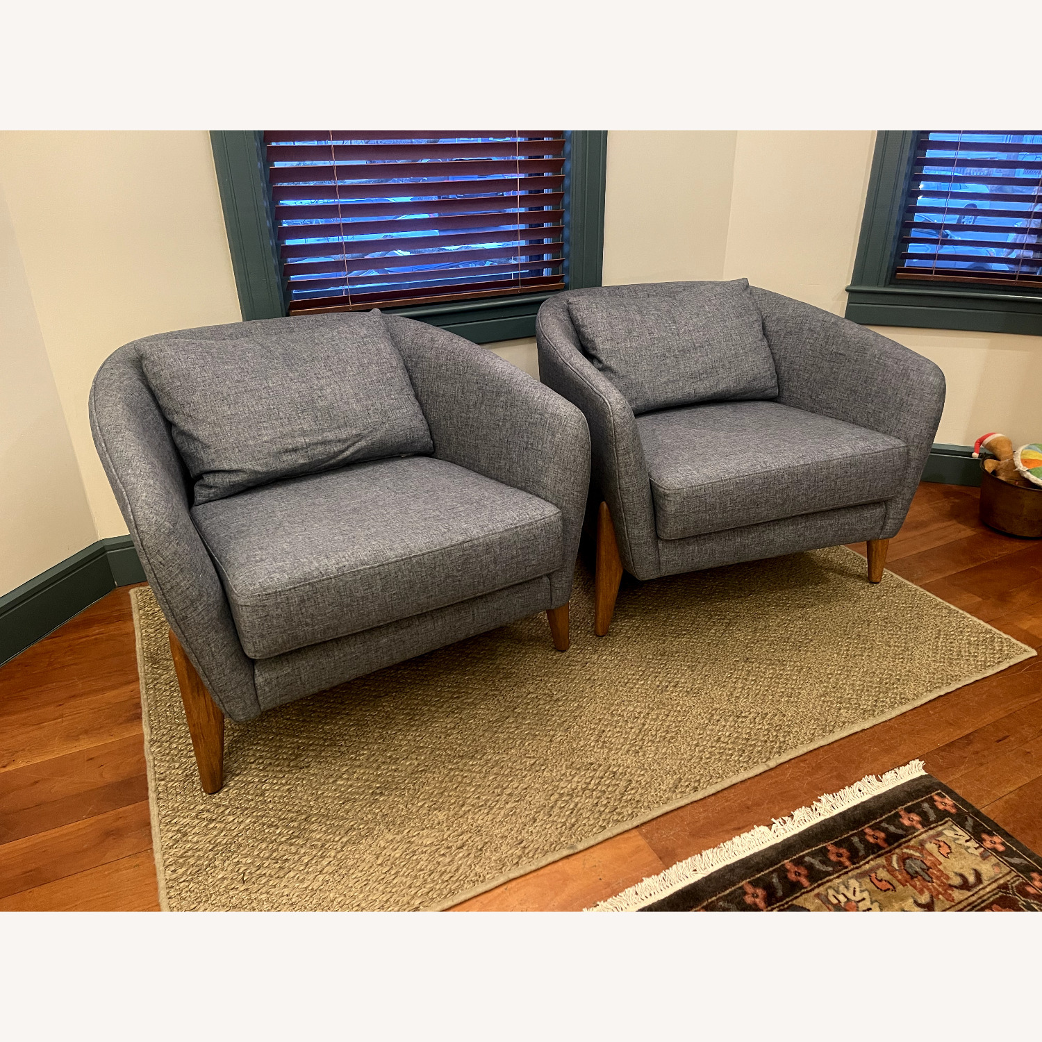 West Elm Delray Chairs Blue Fabric Armchair - image-3