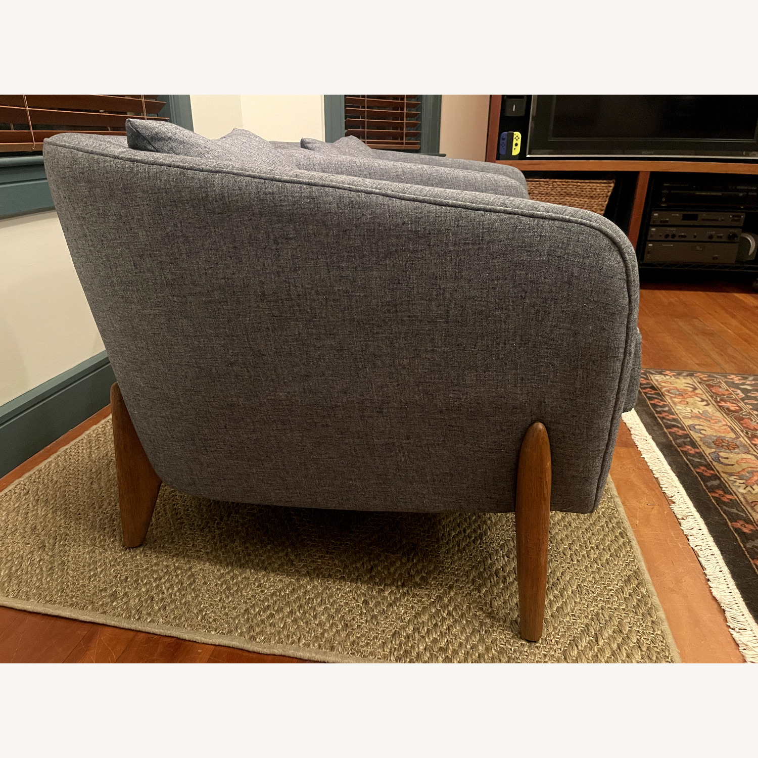 West Elm Delray Chairs Blue Fabric Armchair - image-2