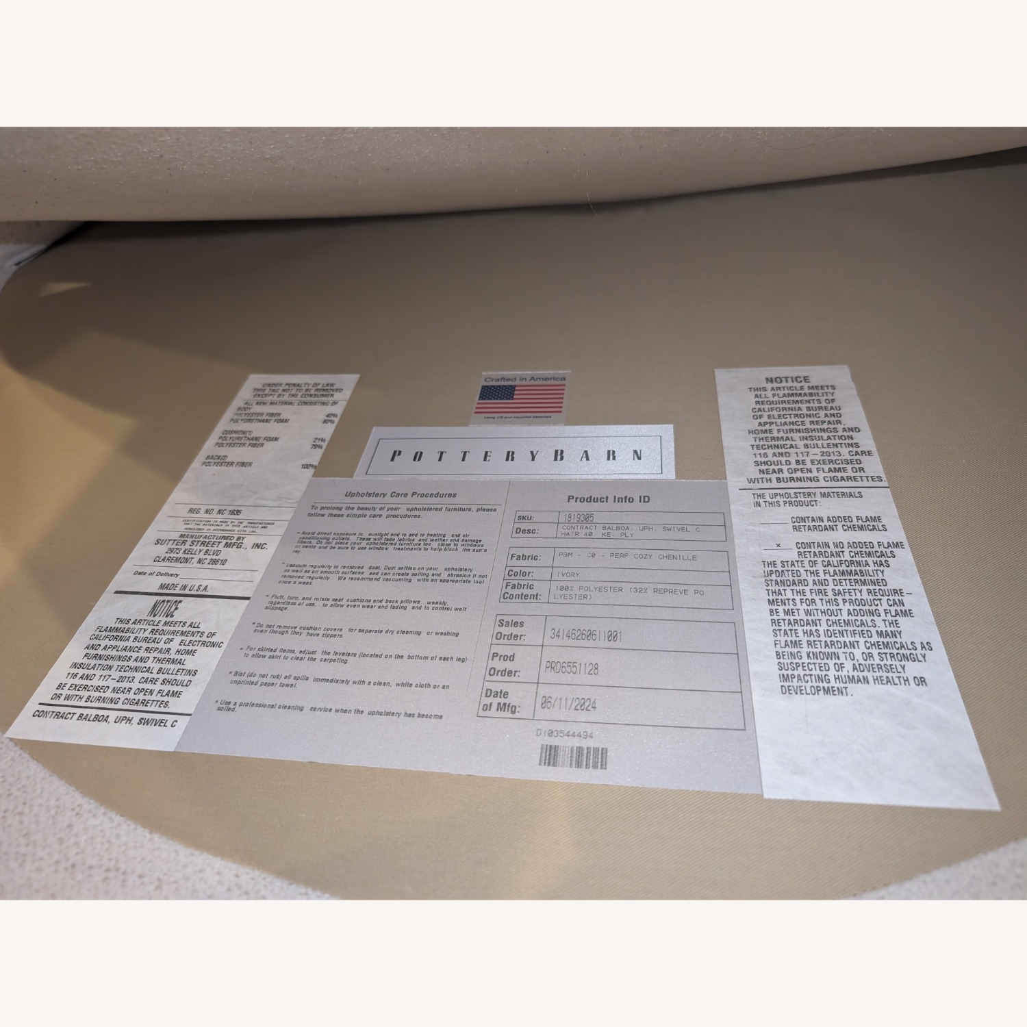 Pottery Barn Swivel Armchair 40" - image-5