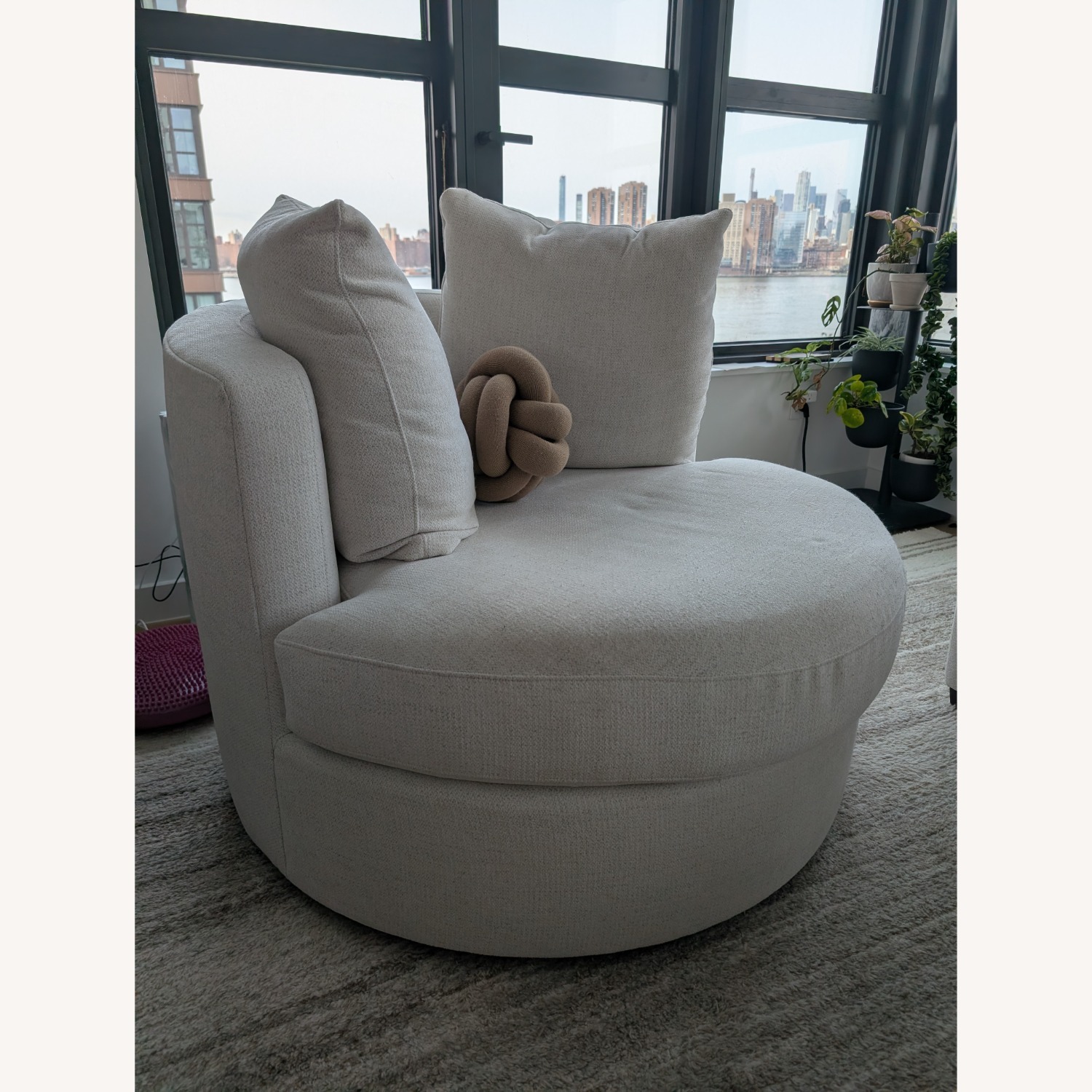 Pottery Barn Swivel Armchair 40" - image-3