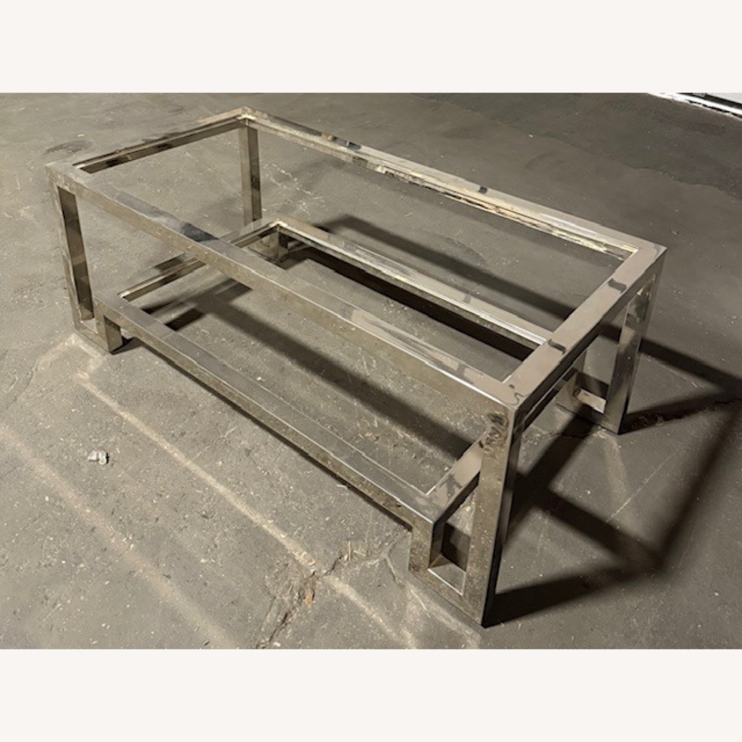 Worlds Away Silver Chrome and Glass Coffee Table - image-2