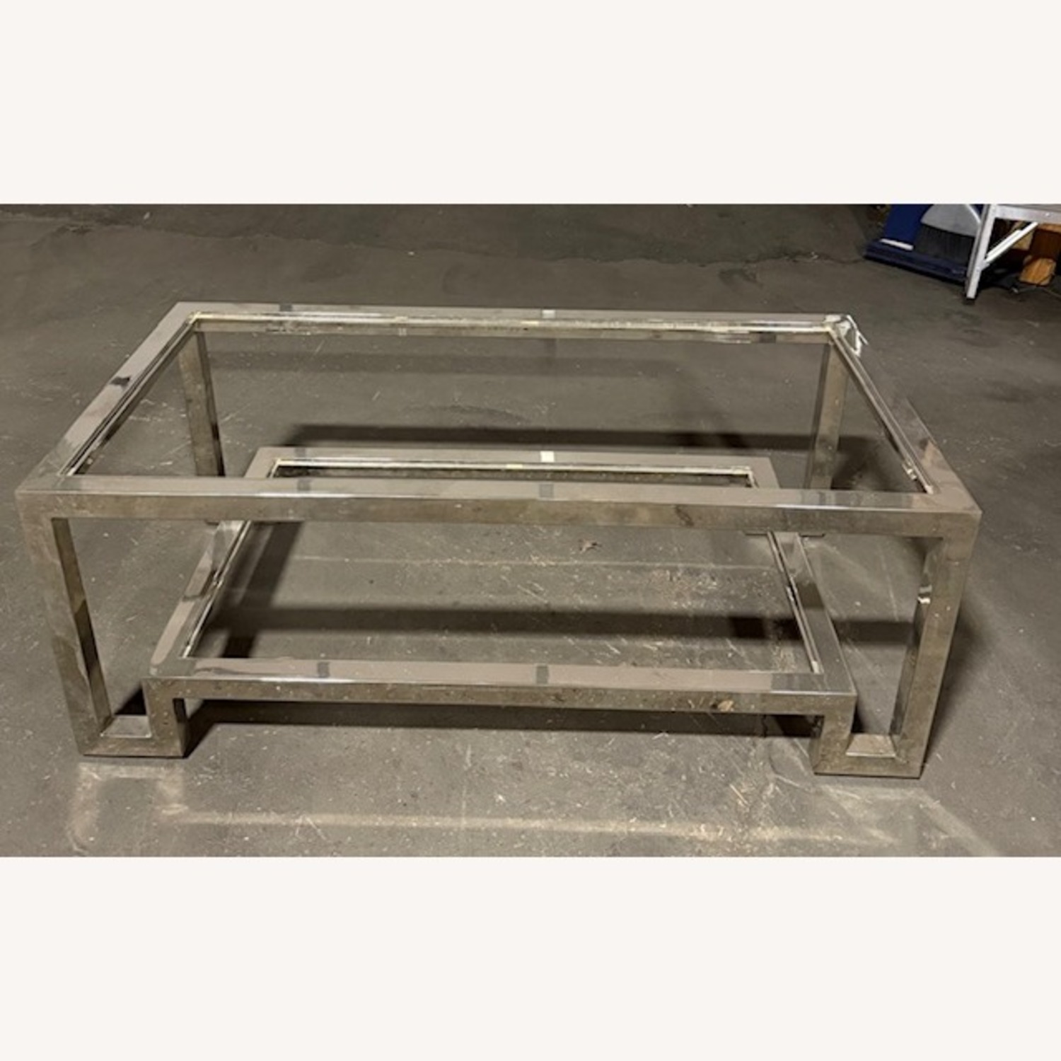 Worlds Away Silver Chrome and Glass Coffee Table - image-1