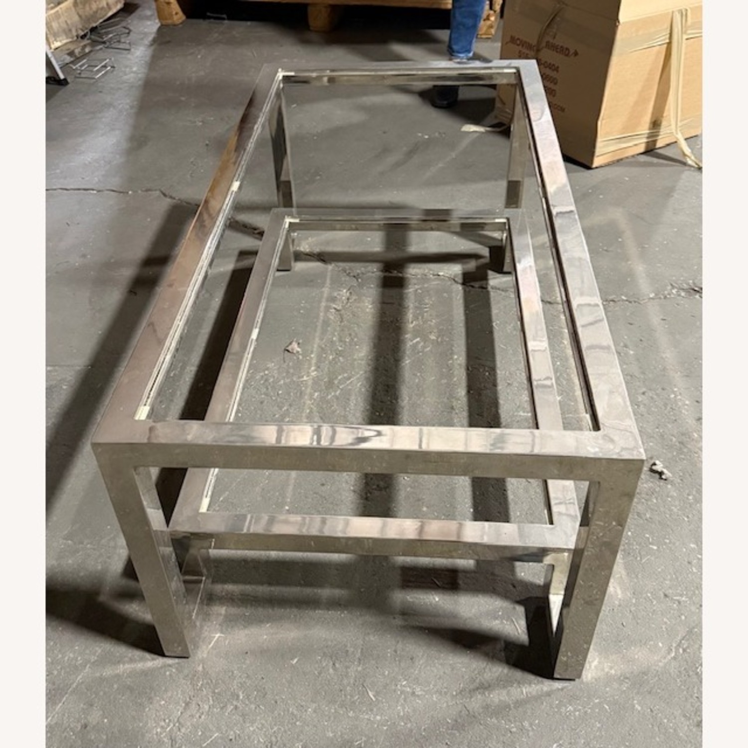 Worlds Away Silver Chrome and Glass Coffee Table - image-3