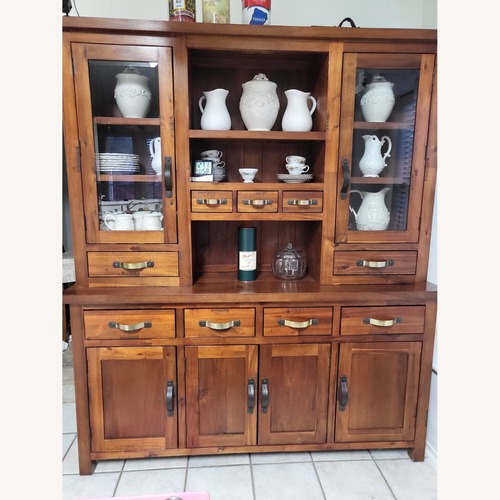 Used Rustic Mahogany Solid Wood Hutch and Buffet Set for sale on AptDeco