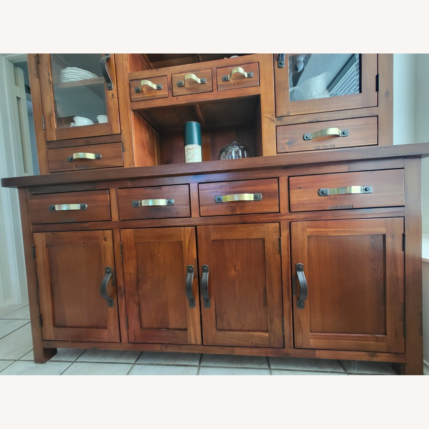 Rustic Mahogany Solid Wood Hutch and Buffet Set - image-1