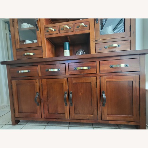 Used Rustic Mahogany Solid Wood Hutch and Buffet Set for sale on AptDeco