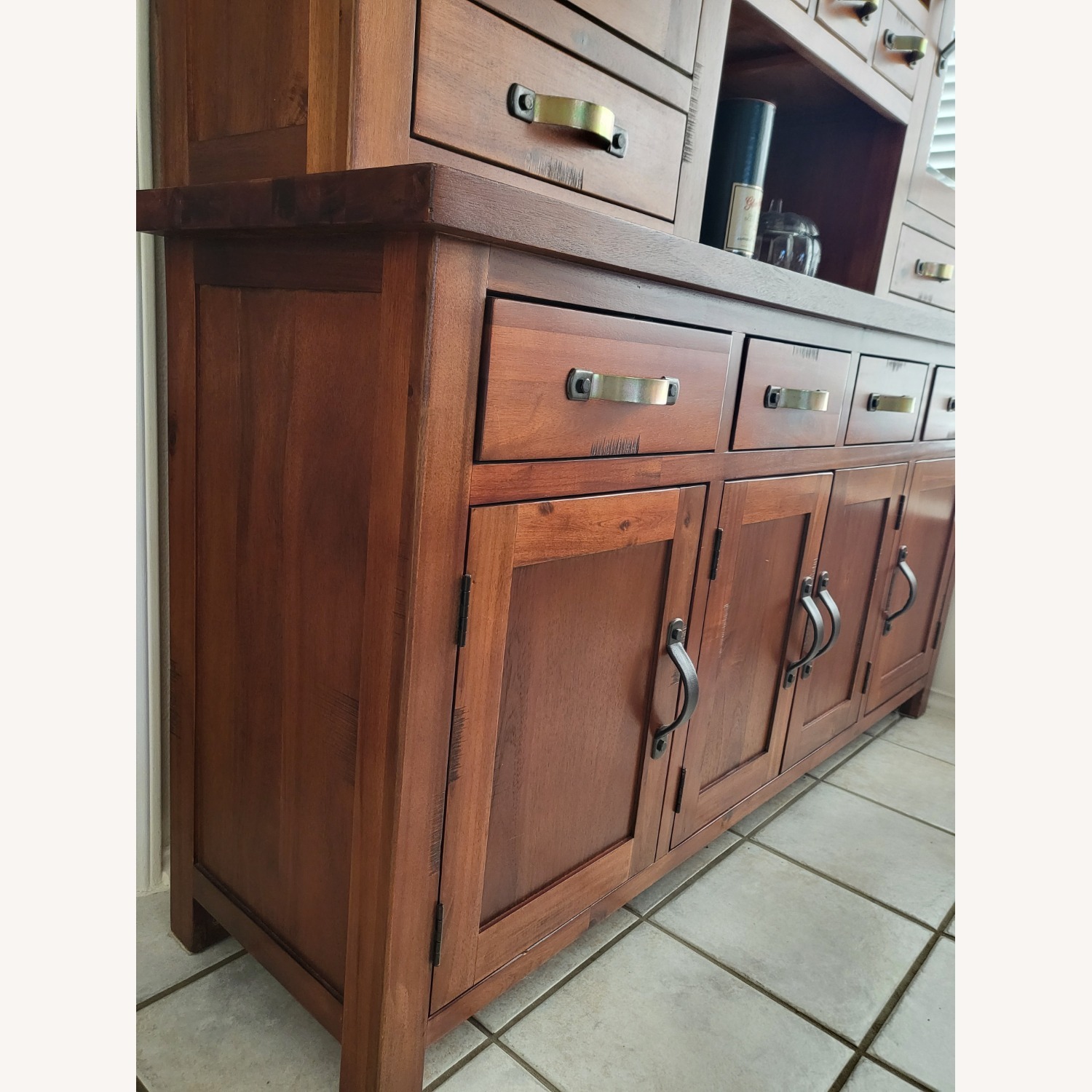 Rustic Mahogany Solid Wood Hutch and Buffet Set - image-3