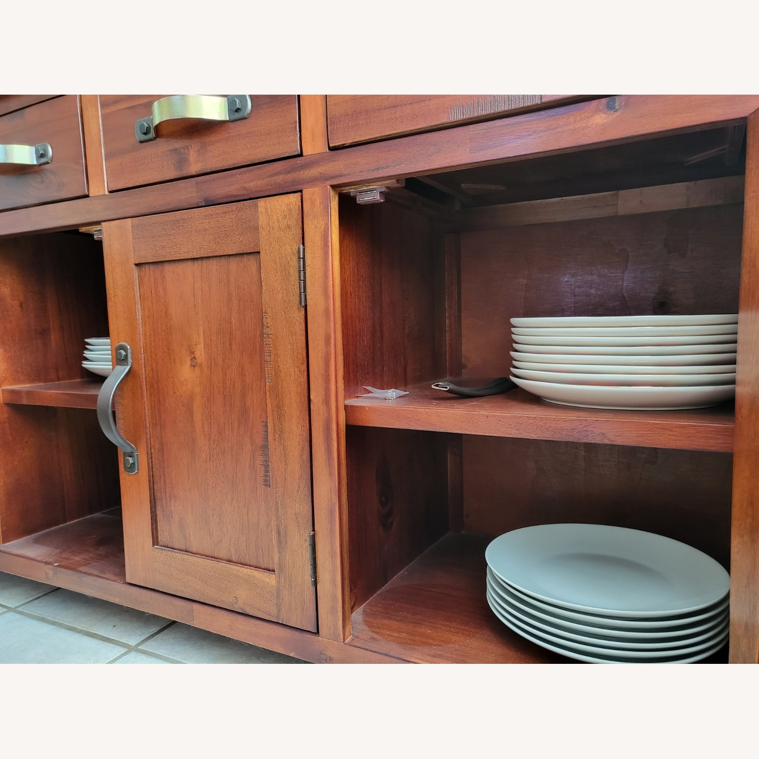 Rustic Mahogany Solid Wood Hutch and Buffet Set - image-6