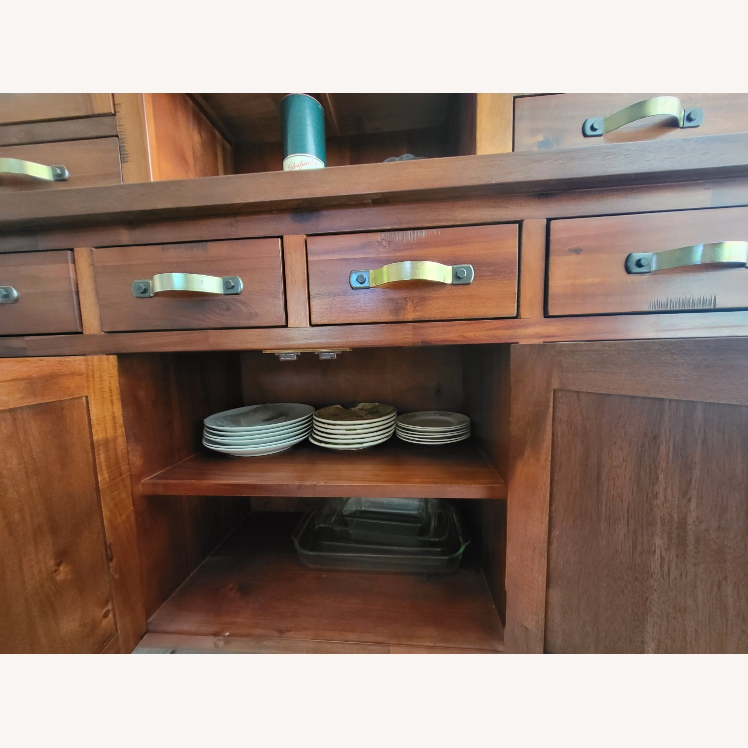 Rustic Mahogany Solid Wood Hutch and Buffet Set - image-4