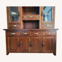 Rustic Mahogany Solid Wood Hutch and Buffet Set