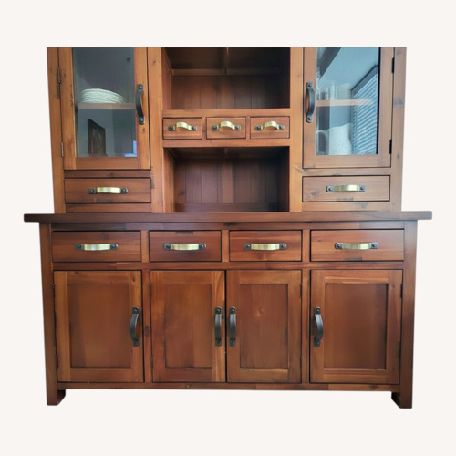 Used Rustic Mahogany Solid Wood Hutch and Buffet Set for sale on AptDeco