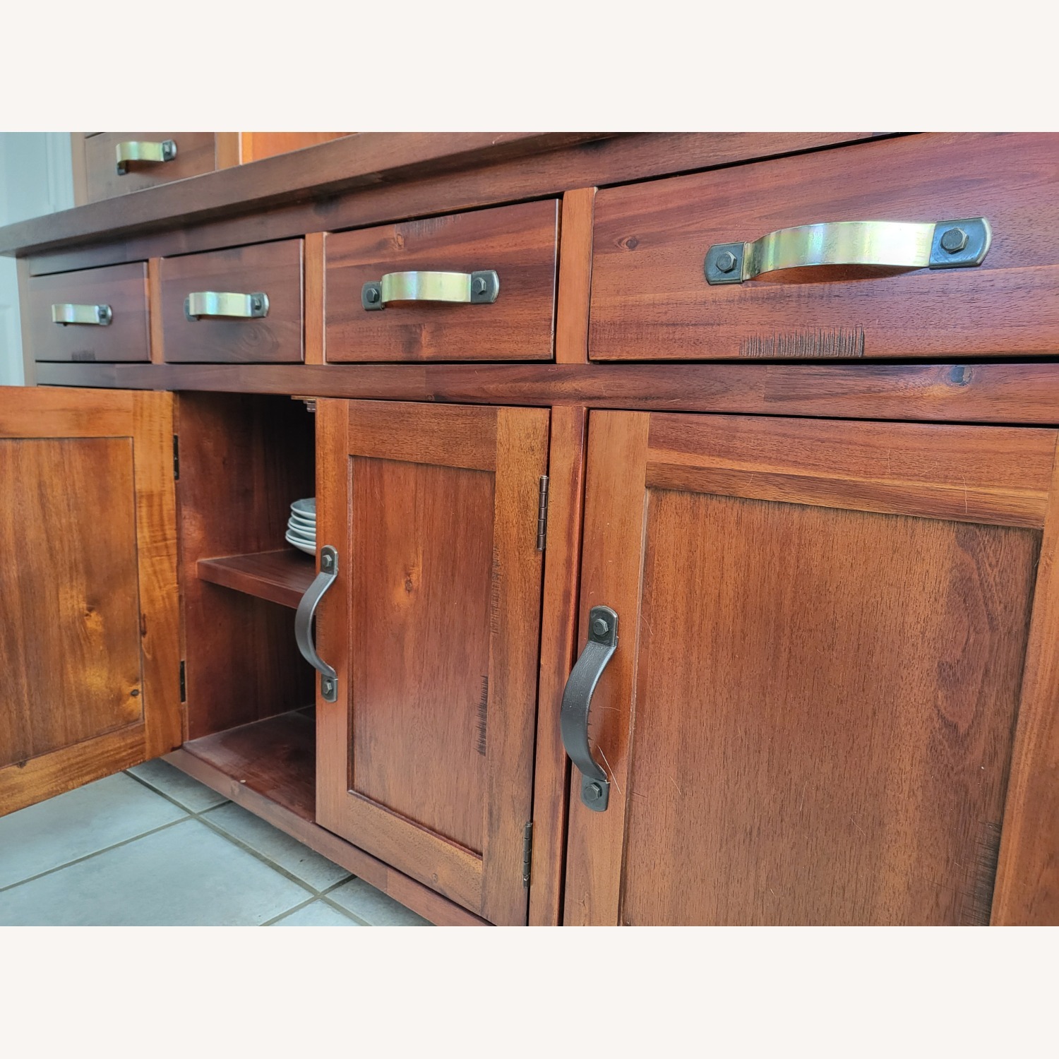 Rustic Mahogany Solid Wood Hutch and Buffet Set - image-5
